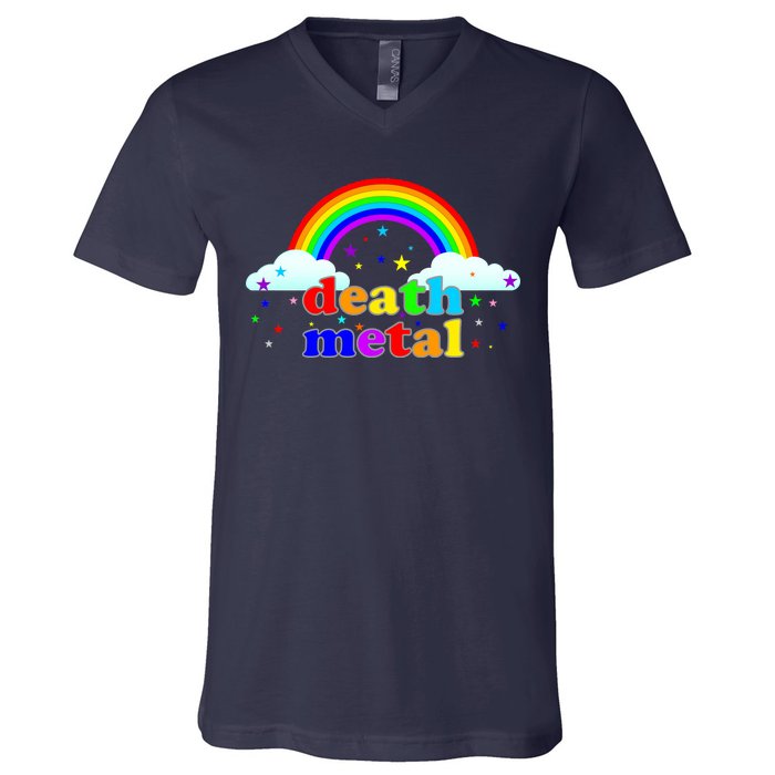 Rainbow Death Metal Logo V-Neck T-Shirt