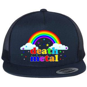 Rainbow Death Metal Logo Flat Bill Trucker Hat