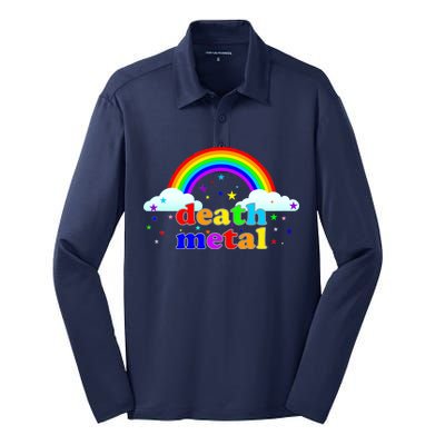 Rainbow Death Metal Logo Silk Touch Performance Long Sleeve Polo