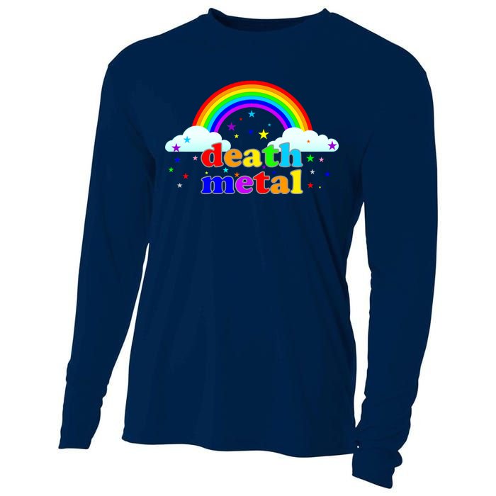 Rainbow Death Metal Logo Cooling Performance Long Sleeve Crew