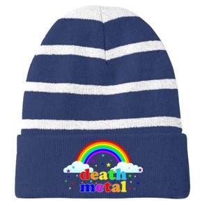 Rainbow Death Metal Logo Striped Beanie with Solid Band