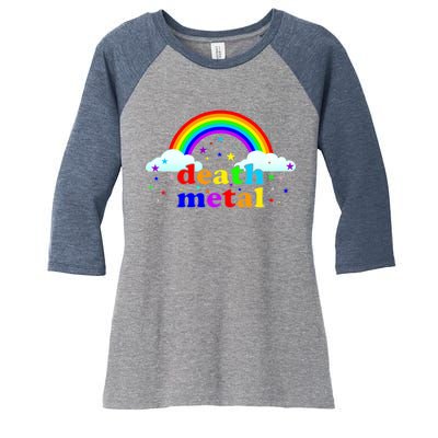 Rainbow Death Metal Logo Women's Tri-Blend 3/4-Sleeve Raglan Shirt