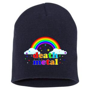 Rainbow Death Metal Logo Short Acrylic Beanie