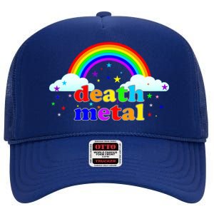 Rainbow Death Metal Logo High Crown Mesh Back Trucker Hat