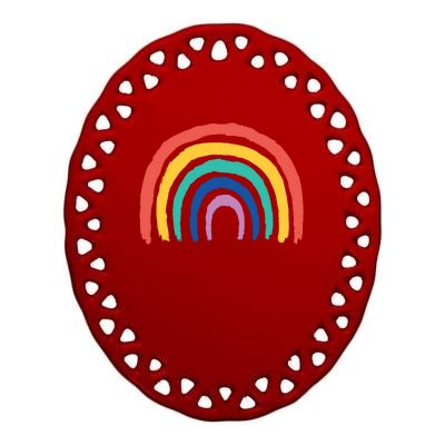 Rainbow Drawing Ceramic Oval Ornament