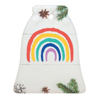 Rainbow Drawing Ceramic Bell Ornament