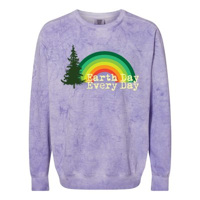 Rainbow Earth Day Every Day Retro Colorblast Crewneck Sweatshirt