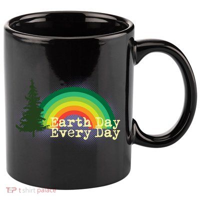 Rainbow Earth Day Every Day Retro 11oz C Handle Ceramic Mug