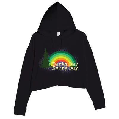 Rainbow Earth Day Every Day Retro Crop Fleece Hoodie