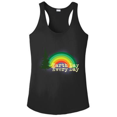 Rainbow Earth Day Every Day Retro Ladies PosiCharge Competitor Racerback Tank