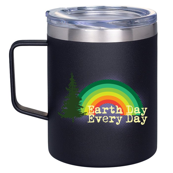 Rainbow Earth Day Every Day Retro 12oz Stainless Steel Coffee Mug