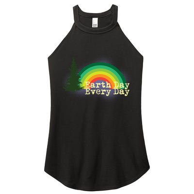 Rainbow Earth Day Every Day Retro Women's Perfect Tri Rocker Tank