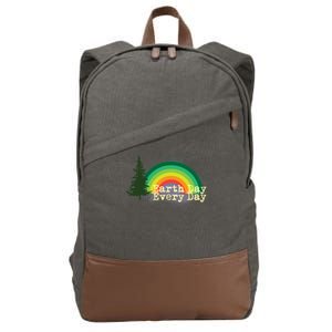 Rainbow Earth Day Every Day Retro Cotton Canvas Backpack