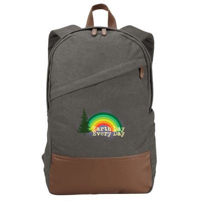 Rainbow Earth Day Every Day Retro Cotton Canvas Backpack
