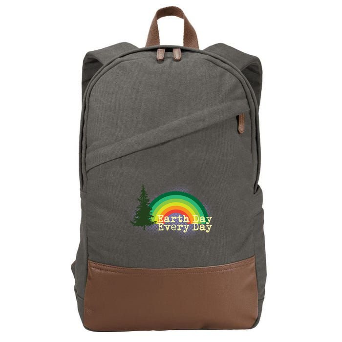 Rainbow Earth Day Every Day Retro Cotton Canvas Backpack