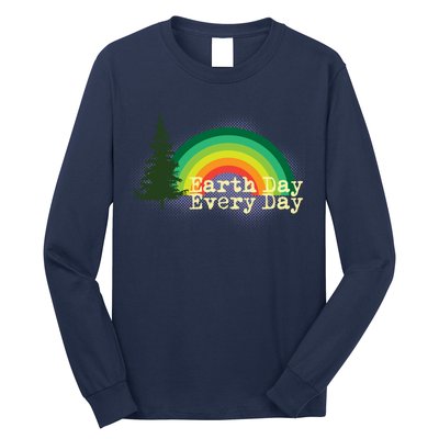 Rainbow Earth Day Every Day Retro Long Sleeve Shirt