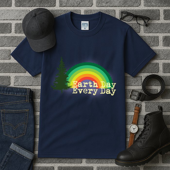 Rainbow Earth Day Every Day Retro Tall T-Shirt