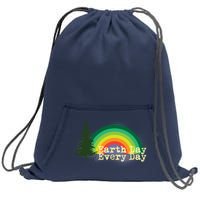 Rainbow Earth Day Every Day Retro Sweatshirt Cinch Pack Bag