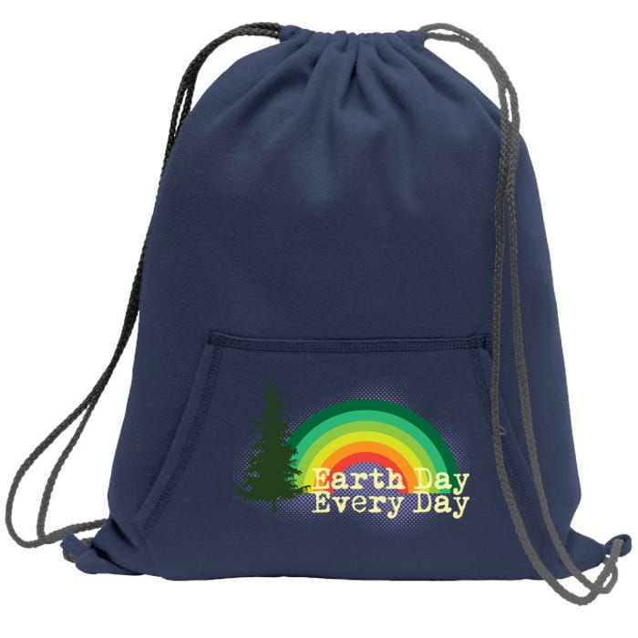 Rainbow Earth Day Every Day Retro Sweatshirt Cinch Pack Bag