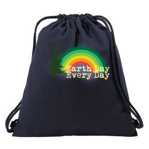 Rainbow Earth Day Every Day Retro Drawstring Bag