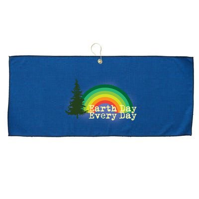 Rainbow Earth Day Every Day Retro Large Microfiber Waffle Golf Towel