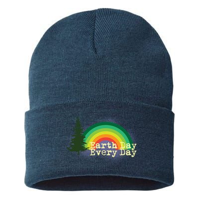 Rainbow Earth Day Every Day Retro Sustainable Knit Beanie