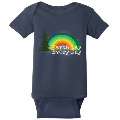 Rainbow Earth Day Every Day Retro Baby Bodysuit