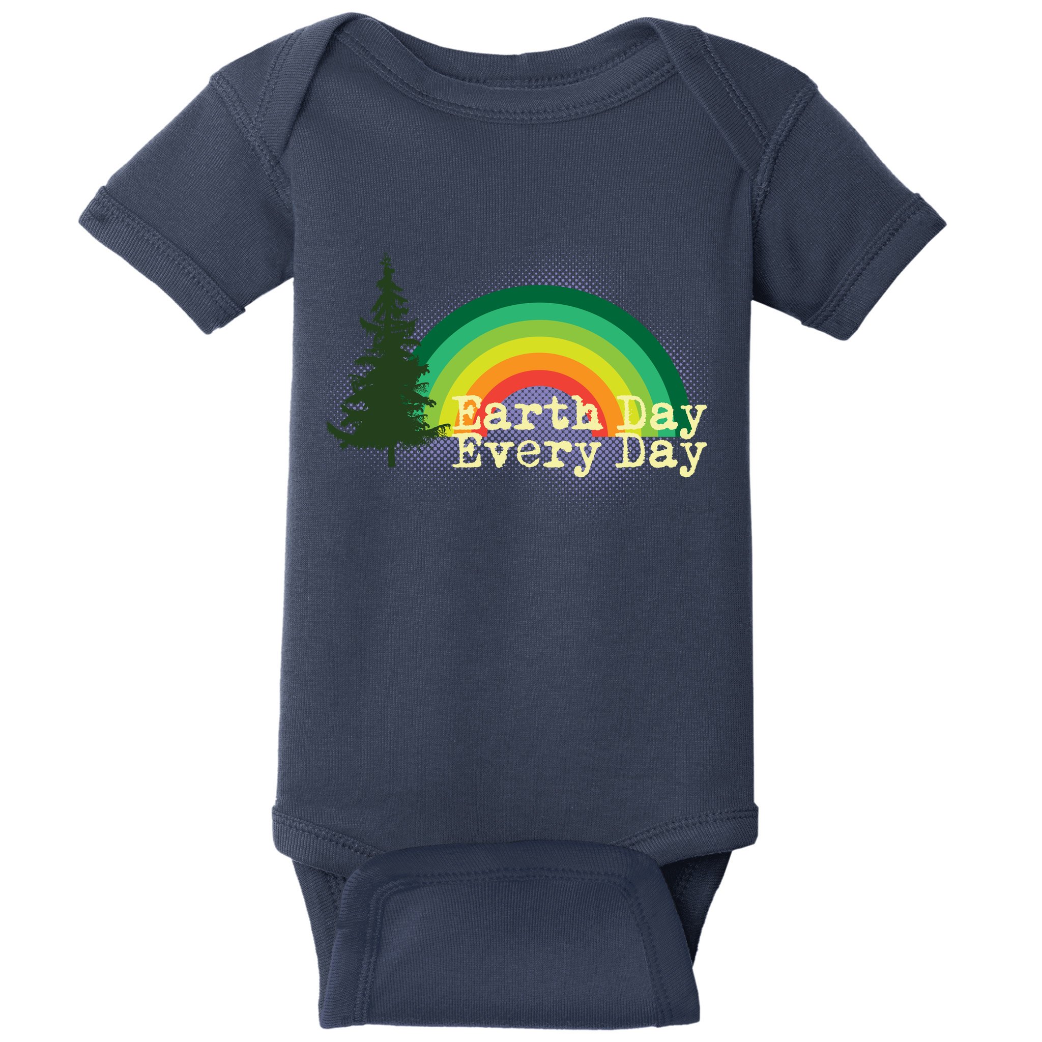 Rainbow Earth Day Every Day Retro Baby Bodysuit
