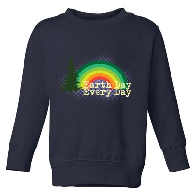 Rainbow Earth Day Every Day Retro Toddler Sweatshirt