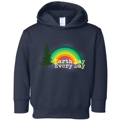 Rainbow Earth Day Every Day Retro Toddler Hoodie