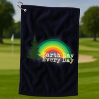 Rainbow Earth Day Every Day Retro Golf Towel