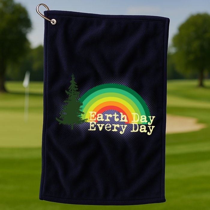 Rainbow Earth Day Every Day Retro Golf Towel