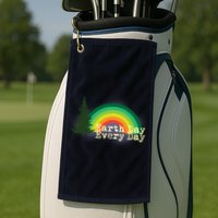 Rainbow Earth Day Every Day Retro Golf Towel