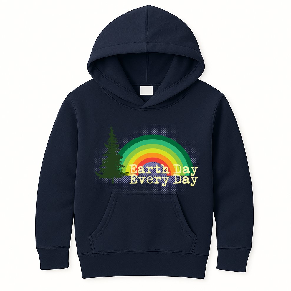 Rainbow Earth Day Every Day Retro Kids Hoodie