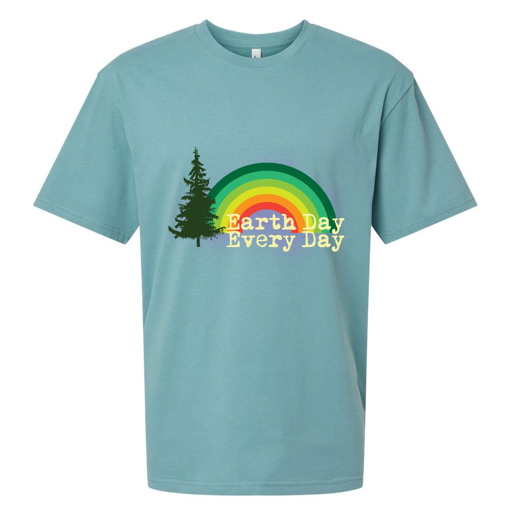 Rainbow Earth Day Every Day Retro Sueded Cloud Jersey T-Shirt