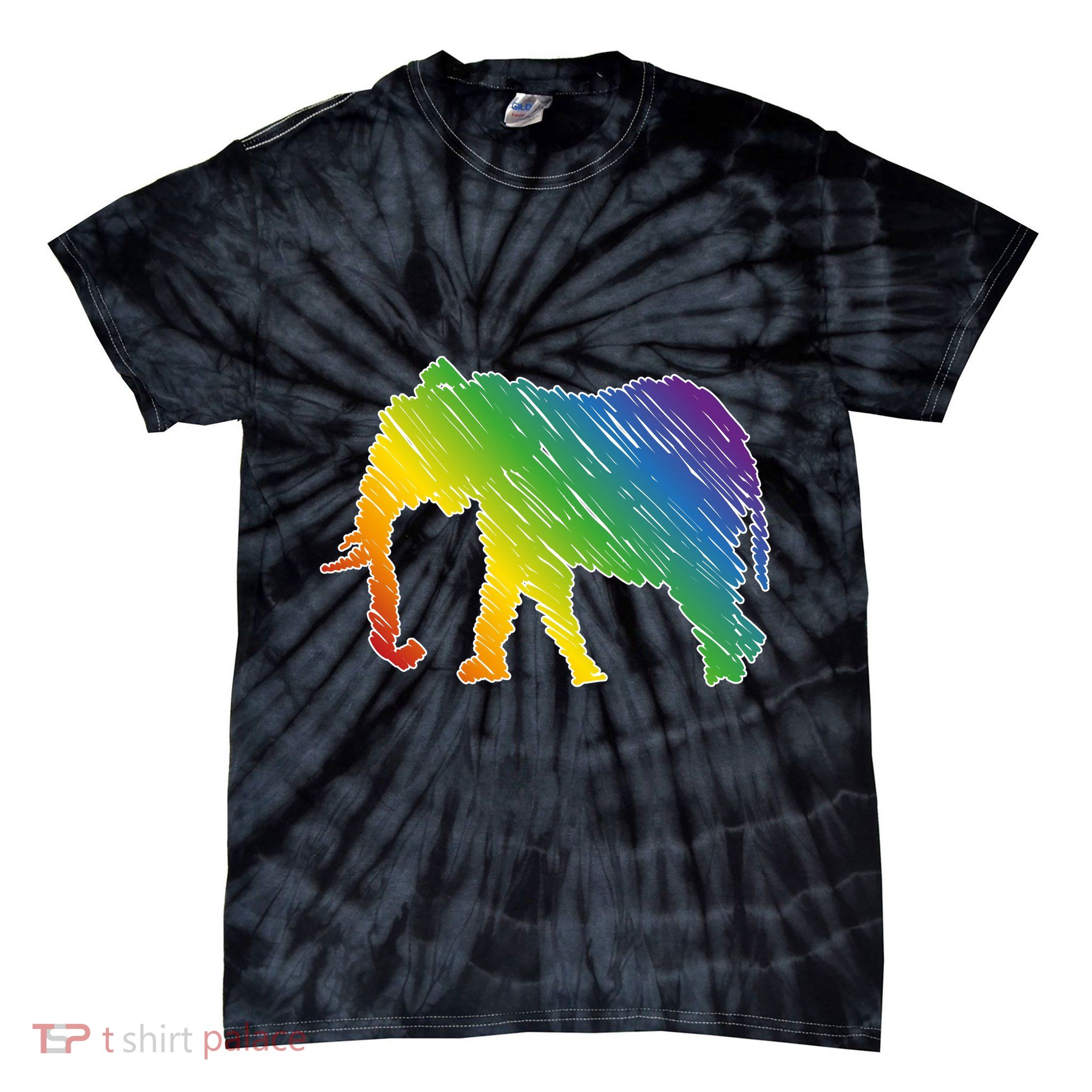 Rainbow Elephant Tie-Dye T-Shirt