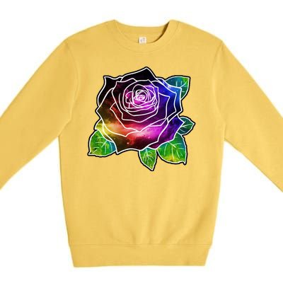 Rainbow Galaxy Floral Rose Premium Crewneck Sweatshirt