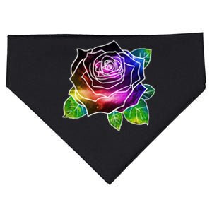 Rainbow Galaxy Floral Rose USA-Made Doggie Bandana