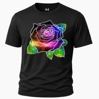 Rainbow Galaxy Floral Rose Cooling Performance Crew T-Shirt