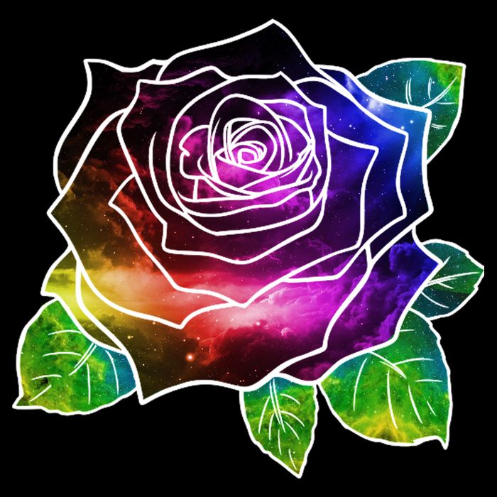 Rainbow Galaxy Floral Rose Cooling Performance Crew T-Shirt