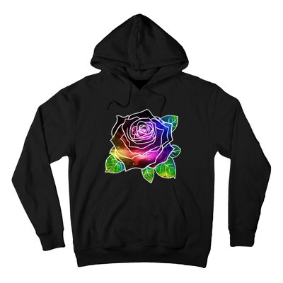 Rainbow Galaxy Floral Rose Hoodie