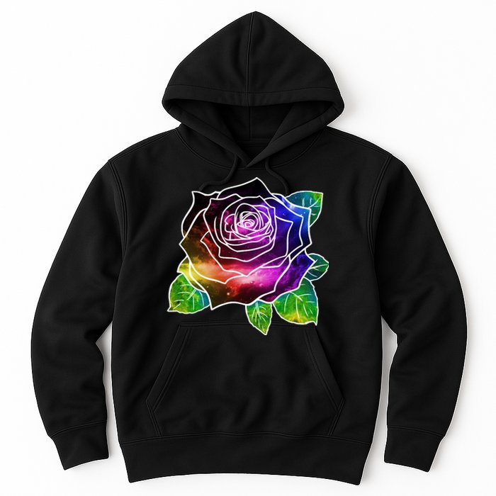 Rainbow Galaxy Floral Rose Hoodie