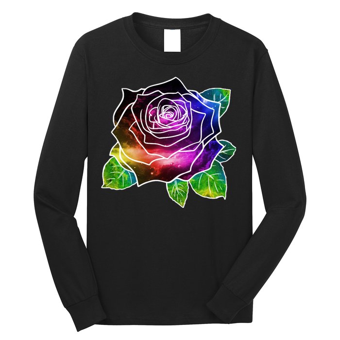 Rainbow Galaxy Floral Rose Long Sleeve Shirt