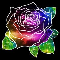 Rainbow Galaxy Floral Rose T-Shirt