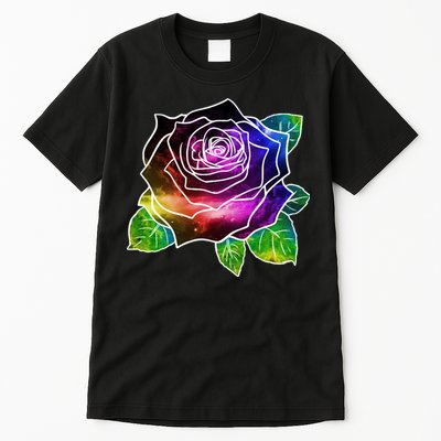 Rainbow Galaxy Floral Rose Tall T-Shirt