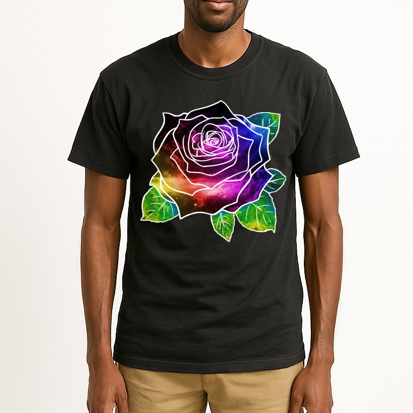 Rainbow Galaxy Floral Rose Tall T-Shirt