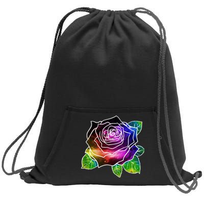 Rainbow Galaxy Floral Rose Sweatshirt Cinch Pack Bag