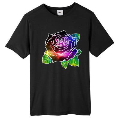 Rainbow Galaxy Floral Rose Tall Fusion ChromaSoft Performance T-Shirt