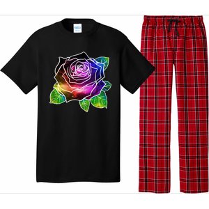 Rainbow Galaxy Floral Rose Pajama Set