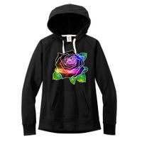 Rainbow Galaxy Floral Rose Women's Fleece Hoodie